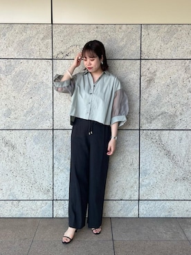 「シャツ 」｜「アイテム（アクセサリー）」を使った、iharaさん（レディース・158cm）の夏コーディネート