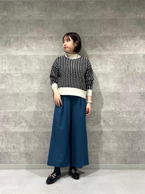 le.coeur blanc ニット セーター 交差編みバイカラーニットプル