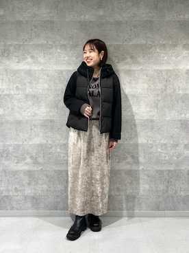 「ロゴニット」｜「アイテム（ブルゾン）」を使った、iharaさん（レディース・158cm）の秋コーディネート