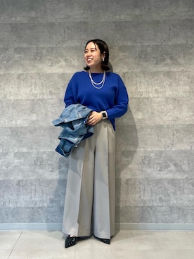 「ワイドパンツ 」｜「アイテム（ジャケット/アウター）」を使った、iharaさん（レディース・158cm）の冬コーディネート