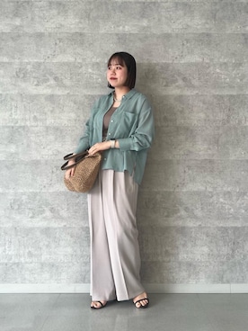 「ワイドパンツ 」｜「アイテム（バッグ）」を使った、iharaさん（レディース・158cm）の春コーディネート