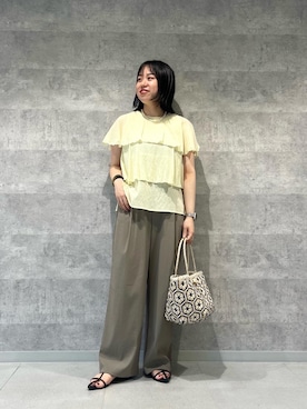 「ワイドパンツ 」｜「アイテム（パンツ）」を使った、iharaさん（レディース・158cm）の夏コーディネート
