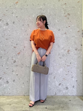 「ワイドパンツ 」｜「アイテム（パンツ）」を使った、iharaさん（レディース・158cm）の夏コーディネート