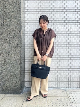 「ワイドパンツ 」｜「アイテム（パンツ）」を使った、iharaさん（レディース・158cm）の夏コーディネート