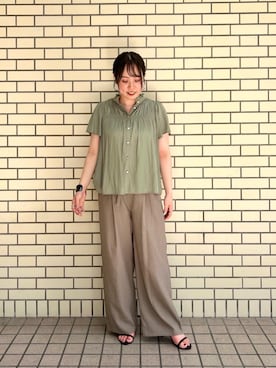 「ワイドパンツ 」｜「アイテム（パンツ）」を使った、iharaさん（レディース・158cm）の夏コーディネート