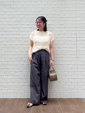 「ワイドパンツ 」｜「アイテム（パンツ）」を使った、iharaさん（レディース・158cm）の夏コーディネート