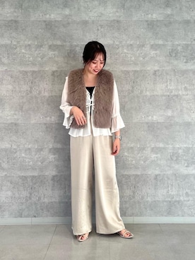 「アイテム（その他アウター、ブラウン系）」を使った、iharaさん（レディース・158cm）の夏コーディネート
