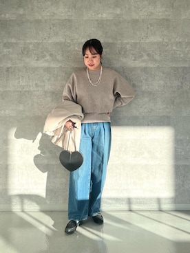 「アイテム（ノーカラーコート）」を使った、iharaさん（レディース・158cm）の秋コーディネート