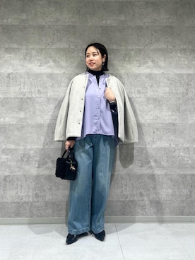 「アイテム（ノーカラーコート）」を使った、iharaさん（レディース・158cm）の冬コーディネート