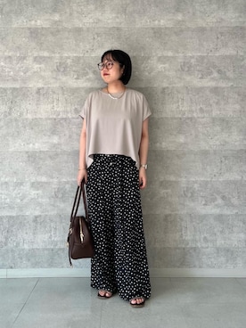 「le.coeur blanc（ルクールブラン）のパール×チェーンネックレス（ネックレス、ホワイト系）」を使った、iharaさん（レディース・158cm）の夏コーディネート