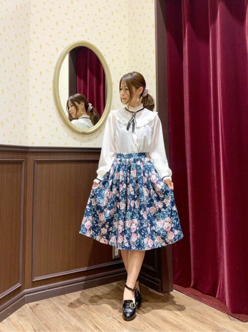 Unpeu Femme(アンプーファム)ロールヒールパンプス unpeu femme ストライプ セットアップ 未使用 アンプーファム