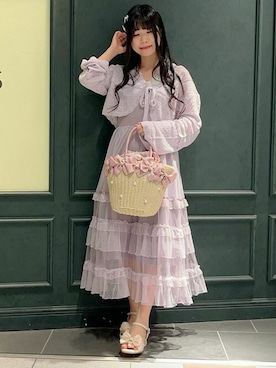 「axes femme POETIQUE（アクシーズファムポエティック）のアイテム（かごバッグ）」を使った、axes femmeさん（レディース・154cm）の春コーディネート