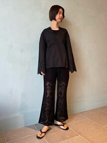 MACPHEE - MACPHEE◆新品 カットワークエンブロイダリー ボウタイブラウス セール】 カットワークエンブロイダリー ボウタイブラウス