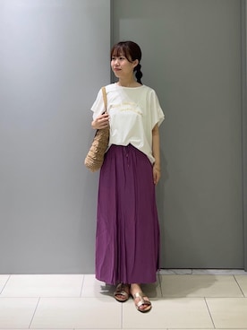 「アイテム（スカート、パープル系）」を使った、Mayuriiさん（レディース・157cm）の夏コーディネート