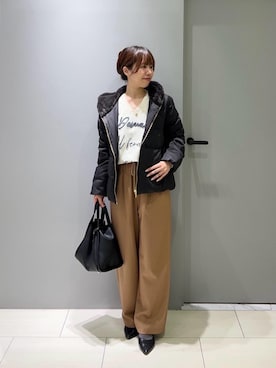 「アイテム（パンツ、イエロー系）」を使った、Mayuriiさん（レディース・157cm）の秋コーディネート