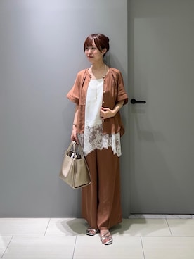 「le.coeur blanc（ルクールブラン）のパールスライドロングネックレス（ネックレス、ホワイト系）」を使った、Mayuriiさん（レディース・157cm）の夏コーディネート