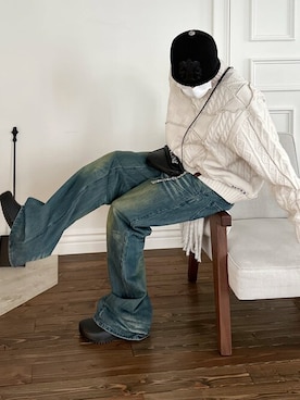 「アイテム（スリッポン）」を使った、KONVINIさん（メンズ・170cm）の冬コーディネート