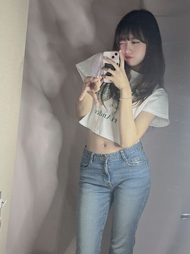 「クロップドトップス」｜KONVINIさん（レディース・160cm）の夏コーディネート