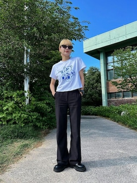 「BadBlue（バッドブルー）のアイテム」を使った、KONVINIさん（レディース・160cm）の夏コーディネート