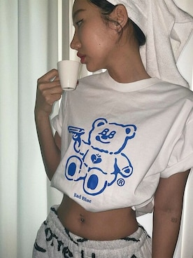 「クロップドトップス」｜KONVINIさん（レディース・160cm）の夏コーディネート