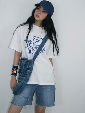 「BadBlue（バッドブルー）のアイテム」を使った、KONVINIさん（レディース・160cm）の夏コーディネート