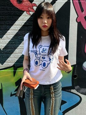 「BadBlue（バッドブルー）のアイテム」を使った、KONVINIさん（レディース・160cm）の夏コーディネート