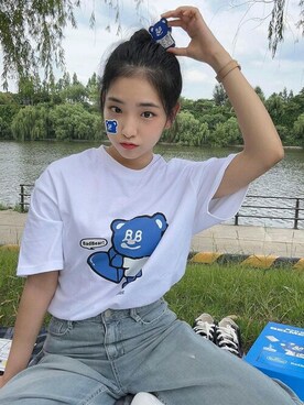 「BadBlue（バッドブルー）のアイテム」を使った、KONVINIさん（レディース・160cm）の夏コーディネート