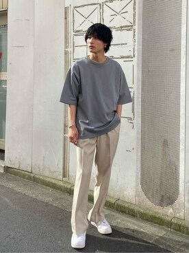 「A + TOKYO（エープラストウキョウ）のMUSOU TEE（Tシャツ/カットソー、グリーン系）」を使った、shotaさん（メンズ・175cm）の夏コーディネート