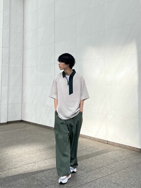 「A + TOKYO（エープラストウキョウ）のReflaxデザインハーフジップシャツ（シャツ/ブラウス、グレー系）」を使った、shotaさん（メンズ・175cm）の夏コーディネート