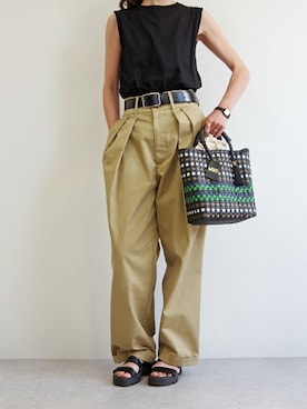 「PUPE（プーペ）のアイテム」を使った、EMC リテール事業部さん（レディース・168cm）の夏コーディネート