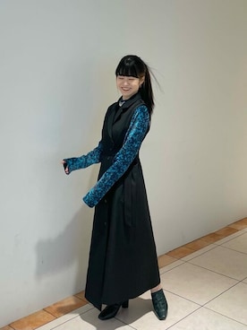 「#ブルー」｜梅田麻衣さん（レディース・148cm）の冬コーディネート