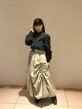 「UNITED TOKYO（ユナイテッドトウキョウ）のアイテム」を使った、梅田麻衣さん（レディース・148cm）の冬コーディネート