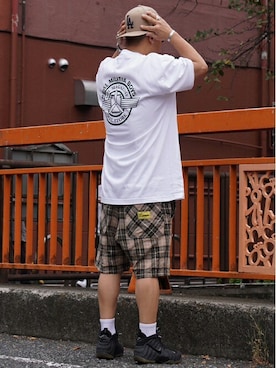 「EXAMPLE（エグザンプル）のアイテム（パンツ）」を使った、MFC STORE 中目黒さん（メンズ・165cm）の秋コーディネート