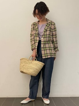 「アイテム（タンクトップ、パープル系）」を使った、ayakaさん（レディース・151cm）の春コーディネート