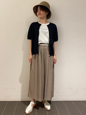 「キュロット」｜「アイテム（帽子）」を使った、ayakaさん（レディース・151cm）の夏コーディネート