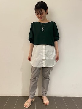 「アイテム（アクセサリー、グリーン系）」を使った、ayakaさん（レディース・151cm）の夏コーディネート