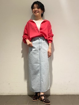 「Lee（リー）のアイテム（デニムスカート）」を使った、ayakaさん（レディース・151cm）の春コーディネート