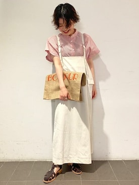 「アイテム（トートバッグ、オレンジ系）」を使った、ayakaさん（レディース・151cm）の夏コーディネート