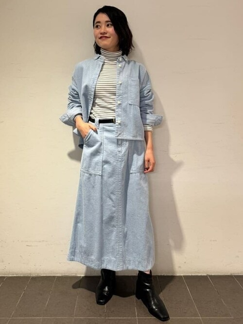 ◇オーガニック丸胴ボーダータートルカットソー（Tシャツ