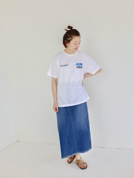 「アイテム（デニムスカート）」を使った、mahoさん（レディース・167cm）の夏コーディネート