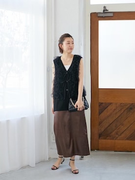 「アイテム（その他アウター、ブラック系）」を使った、mahoさん（レディース・167cm）の夏コーディネート