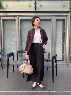 「アイテム（バンダナ/スカーフ）」を使った、mahoさん（レディース・167cm）の秋コーディネート