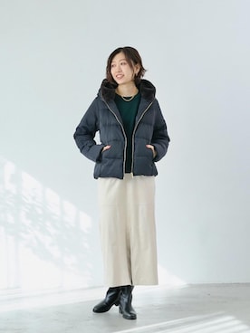 「寒い」｜「アイテム（ダウンジャケット/コート）」を使った、mahoさん（レディース・167cm）の秋コーディネート