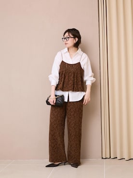 「アイテム（キャミソール）」を使った、mahoさん（レディース・167cm）の秋コーディネート