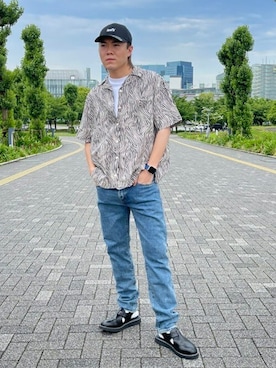 「Levi's（リーバイス）のアイテム（帽子）」を使った、リーバイス STAFF MENさん（メンズ・172cm）の夏コーディネート