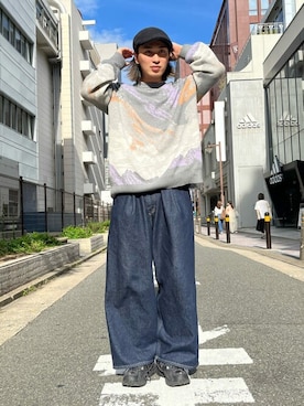 「Levi's（リーバイス）のアイテム（ニット/セーター）」を使った、リーバイス STAFF MENさん（メンズ・183cm）の秋コーディネート