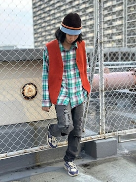 「Levi's（リーバイス）のアイテム（ベスト）」を使った、リーバイス STAFF MENさん（メンズ・170cm）の春コーディネート