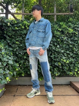 「デニムセットアップ」｜リーバイス STAFF MENさん（メンズ・180cm）の夏コーディネート