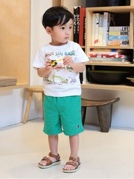 「BEAMS mini（ビームスミニ）のアイテム（パンツ）」を使った、BEAMS miniさん（キッズ・90cm）の夏コーディネート