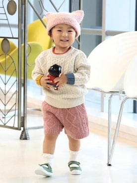 「アイテム（ニットキャップ/ビーニー）」を使った、BEAMS miniさん（キッズ・86cm）の秋コーディネート